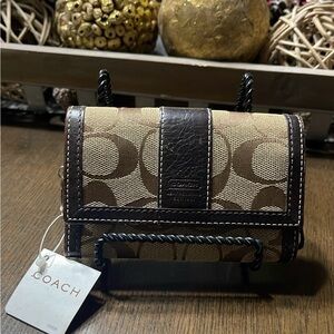 Coach Brown Leather Trim Wallet